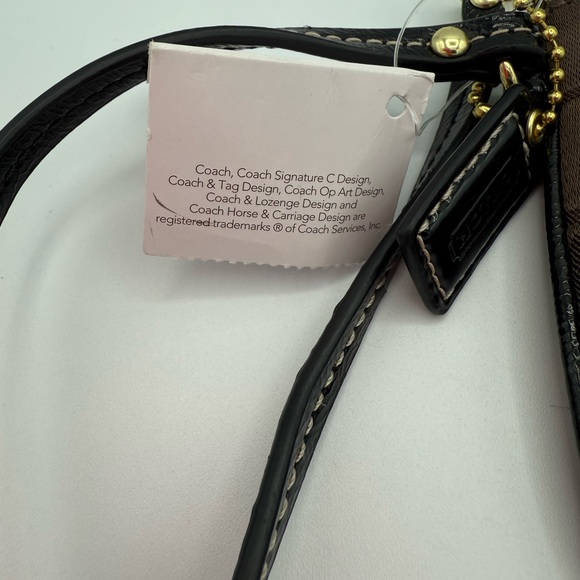 NEW Coach Brown C Monogram Jacquard Wristlet Gold‎ Hardware - Picture 7 of 11